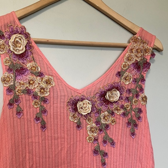 Aratta Silent Journey Embroidered Pink Sleeveless Dress - Picture 3 of 10